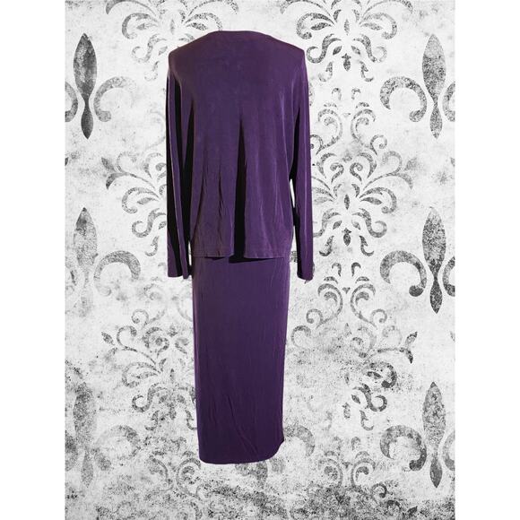 Chicos Private Edition Purple Skirt & Zip Jacket Womens 2 (L) Acetate Blend - Picture 4 of 9